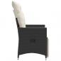 Preview: Gartensessel Verstellbar mit Kissen Schwarz Poly Rattan