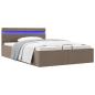 Preview: Bett mit Bettkasten Hydraulisch mit LED Taupe Stoff 120x200 cm 