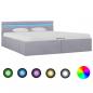 Preview: ARDEBO.de - Bett mit Bettkasten Hydraulisch LED Hellgrau Stoff 180x200 cm 