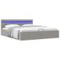 Preview: Bett mit Bettkasten Hydraulisch LED Hellgrau Stoff 180x200 cm 