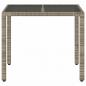 Preview: Gartentisch mit Glasplatte Grau 90x90x75 cm Poly Rattan