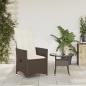 Preview: Gartensessel Verstellbar mit Kissen Braun Poly Rattan