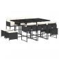 Preview: 11-tlg. Garten-Essgruppe mit Kissen Schwarz Poly Rattan