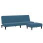 Preview: Schlafsofa 2-Sitzer mit Fußhocker Blau Samt