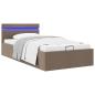 Preview: Bett mit Bettkasten Hydraulisch mit LED Taupe Stoff 90x200 cm 