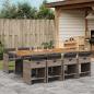 Preview: ARDEBO.de - 9-tlg. Garten-Essgruppe mit Kissen Grau Poly Rattan