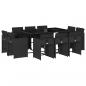 Preview: 11-tlg. Garten-Essgruppe mit Kissen Schwarz Poly Rattan