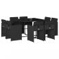 Preview: 9-tlg. Garten-Essgruppe mit Kissen Schwarz Poly Rattan