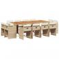 Preview: 13-tlg. Garten-Essgruppe mit Kissen Beige Poly Rattan