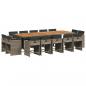 Preview: 15-tlg. Garten-Essgruppe mit Kissen Grau Poly Rattan