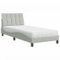Preview: Bett mit Matratze Hellgrau 90x190 cm Samt