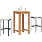 Preview: ARDEBO.de - 3-tlg. Gartenbar-Set Schwarz Massivholz Akazie und Poly Rattan