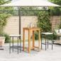 Preview: 3-tlg. Gartenbar-Set Schwarz Massivholz Akazie und Poly Rattan