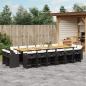 Preview: ARDEBO.de - 17-tlg. Garten-Essgruppe mit Kissen Schwarz Poly Rattan