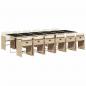 Preview: 13-tlg. Garten-Essgruppe mit Kissen Beige Poly Rattan