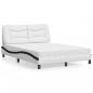 Preview: ARDEBO.de - Bett mit Matratze Weiß und Schwarz 140x190 cm Kunstleder
