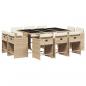 Preview: 11-tlg. Garten-Essgruppe mit Kissen Beige Poly Rattan