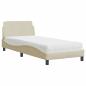 Preview: Bett mit Matratze Creme 90x190 cm Stoff