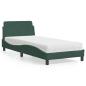 Preview: ARDEBO.de - Bett mit Matratze Dunkelgrün 90x190 cm Samt