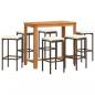 Preview: 7-tlg. Gartenbar-Set Braun Massivholz Akazie und Poly Rattan