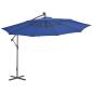 Preview: Ampelschirm mit LED-Leuchten Azurblau 350 cm