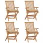 Preview: ARDEBO.de - Gartenstühle mit Beige Kissen 4 Stk. Massivholz Teak