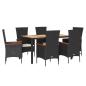 Preview: 7-tlg. Garten-Essgruppe mit Kissen Schwarz Poly Rattan