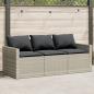 Preview: ARDEBO.de - Gartensofa mit Kissen 3-Sitzer Hellgrau Poly Rattan