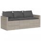 Preview: Gartensofa mit Kissen 3-Sitzer Hellgrau Poly Rattan