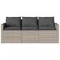 Preview: Gartensofa mit Kissen 3-Sitzer Hellgrau Poly Rattan