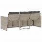 Preview: Gartensofa mit Kissen 3-Sitzer Hellgrau Poly Rattan