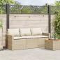Preview: ARDEBO.de - Gartensofa mit Kissen 3-Sitzer Beige Poly Rattan