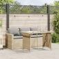 Preview: ARDEBO.de - 2-tlg. Garten-Essgruppe mit Kissen Beige Poly Rattan