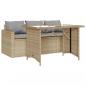Preview: 2-tlg. Garten-Essgruppe mit Kissen Beige Poly Rattan