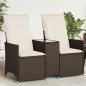 Preview: ARDEBO.de - Gartensofa 2-Sitzer Verstellbar mit Tisch Braun Poly Rattan