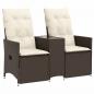 Preview: Gartensofa 2-Sitzer Verstellbar mit Tisch Braun Poly Rattan