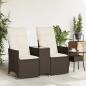Preview: Gartensofa 2-Sitzer Verstellbar mit Tisch Braun Poly Rattan