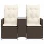 Preview: Gartensofa 2-Sitzer Verstellbar mit Tisch Braun Poly Rattan