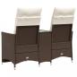 Preview: Gartensofa 2-Sitzer Verstellbar mit Tisch Braun Poly Rattan