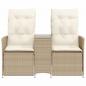 Preview: Gartensofa 2-Sitzer Verstellbar mit Tisch Beige Poly Rattan