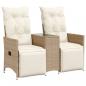 Preview: Gartensofa 2-Sitzer Verstellbar mit Tisch Beige Poly Rattan
