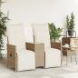 Preview: Gartensofa 2-Sitzer Verstellbar mit Tisch Beige Poly Rattan