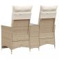 Preview: Gartensofa 2-Sitzer Verstellbar mit Tisch Beige Poly Rattan