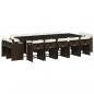 Preview: 15-tlg. Garten-Essgruppe mit Kissen Braun Poly Rattan
