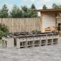 Preview: ARDEBO.de - 17-tlg. Garten-Essgruppe mit Kissen Hellgrau Poly Rattan