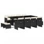Preview: 13-tlg. Garten-Essgruppe mit Kissen Schwarz Poly Rattan