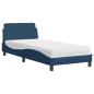 Preview: Bett mit Matratze Blau 90x190 cm Stoff