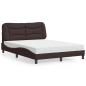 Preview: ARDEBO.de - Bett mit Matratze Dunkelbraun 140x190 cm Stoff