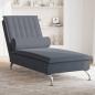 Preview: ARDEBO.de - Massage-Chaiselongue mit Nackenrolle Dunkelgrau Samt