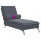 Preview: Massage-Chaiselongue mit Nackenrolle Dunkelgrau Samt